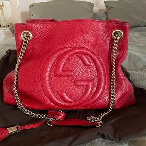 Red Gucci leather bag
